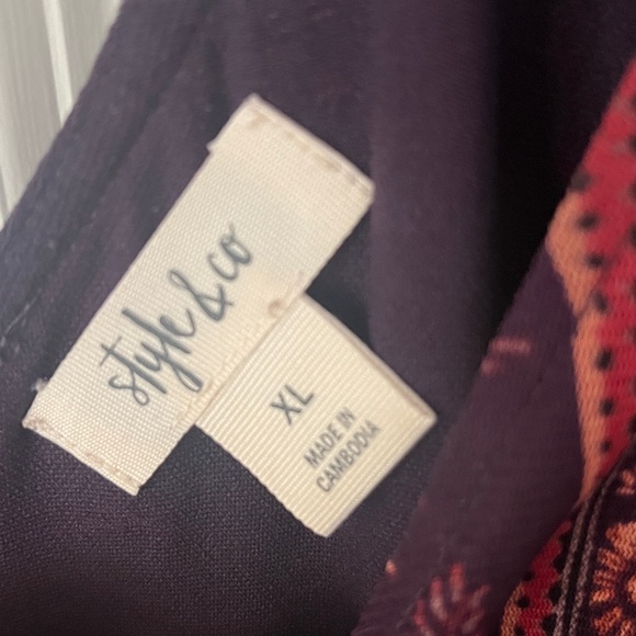 Style & Co. Deep Purple, Orange bell sleeve Tunic Boho Top Sz XL - Picture 5 of 7